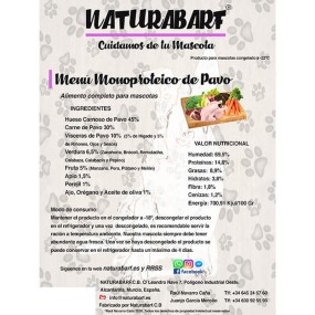 Naturabarf - Menú Mono Proteico - Pavo