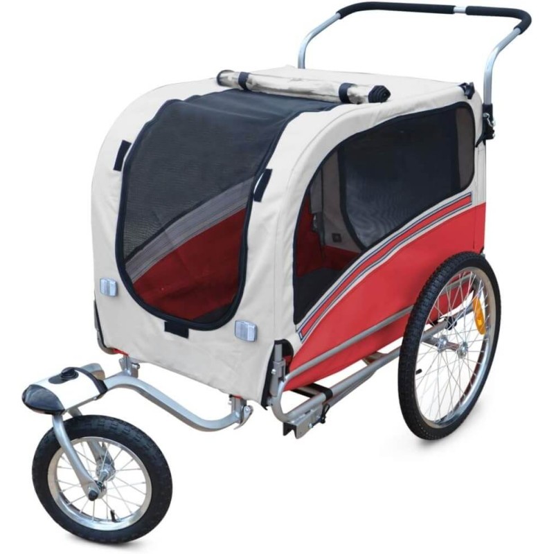 Remolque Bici y Silla de Paseo para Perro Mascota (Rojo L)